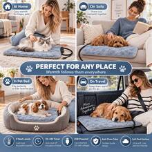Pet Heating Pad 5V USB Electric Pet Mat, Suitable For Small Dogs And Cats, With Anti-Bite Cord, Soft Faux Rabbit Fur, 45x45cm/17.7x17.7inch, 10W - Multicolor - View 12
