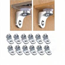 10pcs Zinc Alloy Solid Bookshelf Brackets With Card Holder, Fixed Wall-Mounted Brackets, Furniture Partition Support, Round Corner Extra Thick Bookshelf Cabinet Shelf Fixing Support Pins, Silver, Multiple Styles Available - A - View 2