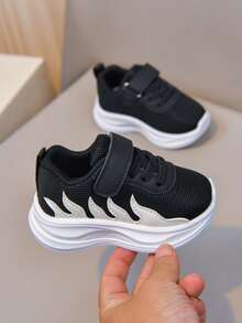 Children's Colorblock Sports Shoes, Hook And Loop Thick Sole Casual Shoes, Baby Soft Sole Running Shoes - Black - View 7