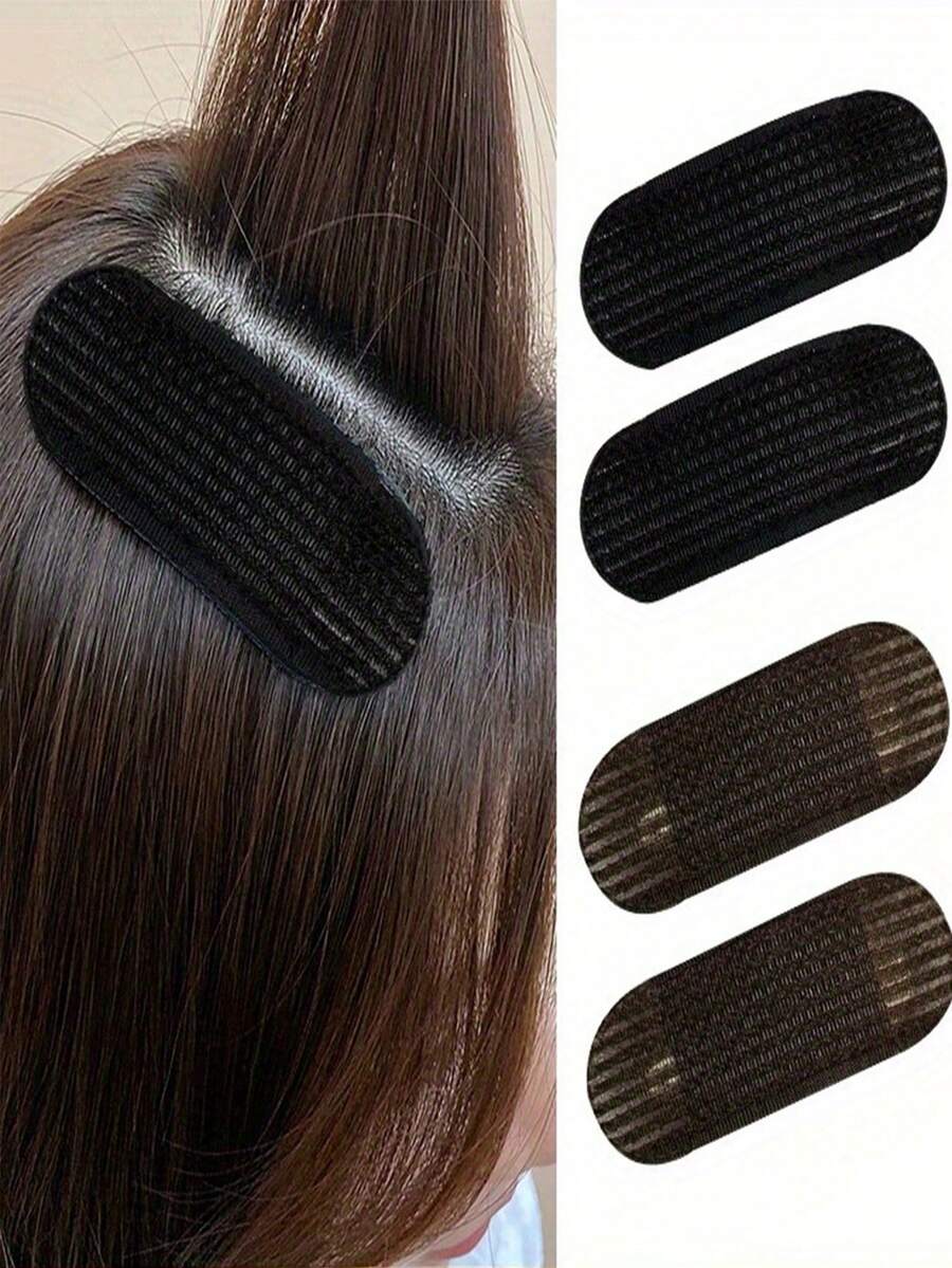 4pcs Brown/Black Invisible Hair Extension Clip Set, Hair Volume Pad, Women's Gift - Multicolor - View 1