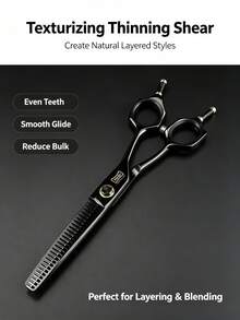 OBOVAY High-Quality Hair Cutting Scissors Set, Polished Sharp Blades, Smooth Cutting Without Pulling Hair. Adjustable Screw, Tension Can Be Set As Desired. Ergonomic Finger Rings, Stable Grip And Easy To Control. One Set Includes Straight Scissors + Thinning Scissors, Suitable For Hair Salon, Pet Grooming, Home Haircutting, Highly Practical. - Multicolor - View 2