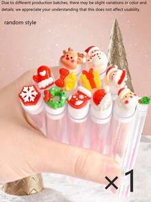 20/10pcs/1pc Christmas Eyelash Brushes – Suitable For Lash Extensions; Festive Eye Beauty Tools; Small Gifts For Christmas Parties; Reusable, Portable Eyebrow Brushes; Stocking Stuffers Featuring Santa And Snowflake Designs. - Multicolor - View 10