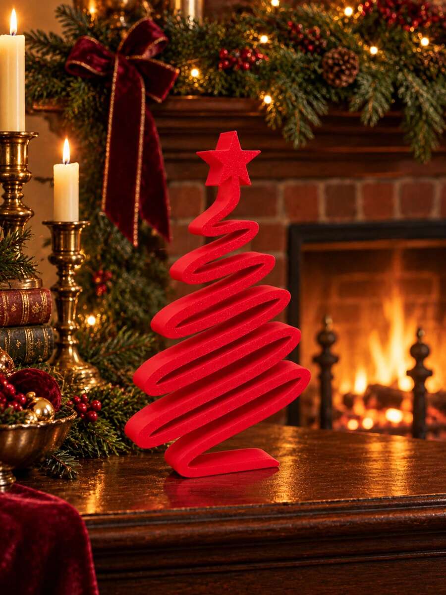Multi-Color Minimalist Christmas Tree Desktop Ornament, Modern Elegant Small Christmas Tree Decor, Holiday Home Decoration, Suitable For Living Room, Dining Table, Entryway, Cabinet, Festival Decoration - Multicolor - View 1