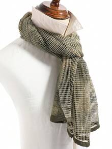 1pc American Retro Cargo Style Style Mesh Hollow Out Men's Scarf, Outdoor Spring/Autumn Versatile Long Length Outfit Decoration - Multicolor - View 5