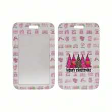 1pc Christmas Theme ID Card Holder, Cute Cartoon Print Badge Holder, Student Campus Card, Office ID Badge Protector, Can Hold Access Card, Simple Portable Luggage Tag, Multiple Patterns Available, Daily Commute Card Storage - C-multicolor - View 8