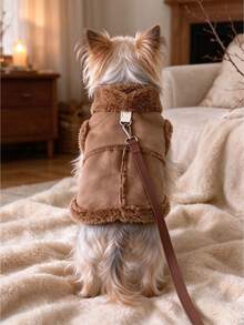 Pet Fleece Lined Jacket With Leash, Suitable For Outdoor Use, Keeps Small Dogs, Medium Dogs And Cats Warm In Autumn And Winter, Cute Comfortable Soft Pet Clothing, Fashionable Warm Pet Outfit - Multicolor - View 4