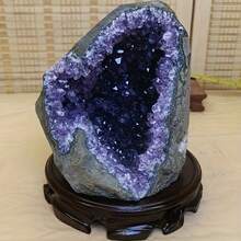 Natural Amethyst 1 Pc Random Large Rare -Look Quartz Crystal Geode With Druzy - Bohemian Style Open Face Mineral Cluster Suitable For Crystal - High-grade AA Purple - View 26