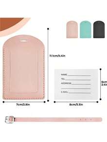 3pcs PU Leather Luggage Tags, Writable & Adjustable, Suitable For Backpacks, Airline Luggage, Mother's Day Gift, Travel Essentials, Father's Day Gift, Travel Must-Haves, Cruise Essentials - View 3
