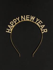 1pc Rhinestone "Happy New Year" Headband, Elegant Women's Party Accessory, Christmas Crown Headpiece, Suitable For New Year's Eve - Happy New Year Headband - View 11