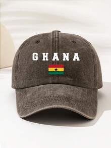1pc Fashionable Adjustable Washed Baseball Cap, Suitable For Camping, Travel, Party And Fitness, Perfect For Various Outdoor Activities, Printed With "GHANA Flag" Pattern And Text, Elegant And Versatile, Ideal For Camping And Casual Wear, Great Gift For Family And Friends - Washed Cap - View 10