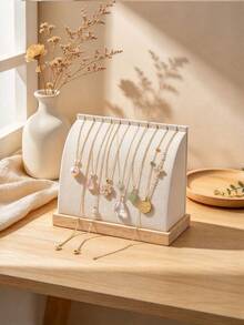 1pc French Luxury Vintage Creative Solid Wood Necklace Display Stand Pendant Bracelet Chain Counter Display Tray Jewelry Storage Organizer Prop - Multicolor - View 2