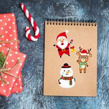 32pcs Christmas DIY Kids Stickers, Face-Changing Design Snowman Santa Claus Reindeer, Parent-Child Interactive Puzzle Toy, Develops Children's Brain, Holiday Party Gift, Gift Wrapping Sticker, Kindergarten Toy, Can Be Used For Home Decor, Stick On Table, Notebook, Balloon, Suitcase, Refrigerator, Etc. - Mixed Color - View 3