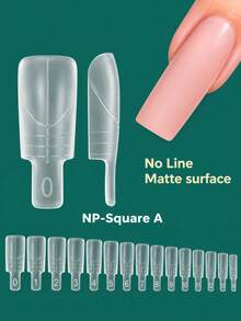Nailpop Seamless Square Dual-Effect Nail Extension Mold, With Front Handle Design, Semi-Matte Semi-Transparent Nail Extension Tool, Home DIY Nail Salon Design, For Nail Extension - Clear - View 5