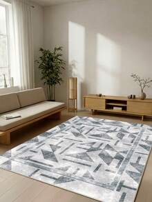 Digitally Printed Non-Slip Washable Runner And Area Rug Suitable For Living Room, Outdoor, Kitchen, Bedroom Carpet, Modern Design | Modern, Scandinavian, Bohemian And Classic Styles | 100% Polyester - Grey - View 2