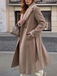 Dewberry Z9671 Women's Long Coat - Beige - Beige - View 3