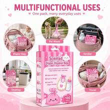 100pcs Disposable Baby Diaper Disposal Bags, Odor-Locking & Deodorizing Diaper Waste Bags For Home, Travel And Outings - Multicolor - View 4