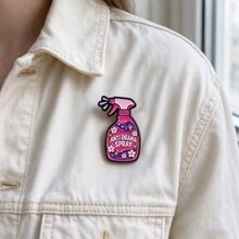 Funny Spray Bottle Enamel Pins, Positive Vibes & Anti-Drama Spray Quote Lapel Brooches, Cute Floral Badges For Jacket Backpack Hat, Unique Gift - Multicolor - View 10