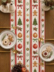 [Christmas Hot]1pc,Crafted Table Runner,Christmas Style Triangular Table Runner,Microwave Dust Cover,Protective Cover,Rectangular Tablecloth,Washable,Suitable For Home Christmas Dinner,Coffee Table,Durable Kitchen And Dining Room Decor,Dining Table Decoration Party And Scene Decor,Home Decor,Kitchen Dining Table Runner,Outdoor Patio Table Runner Decor,Entrance Decor,Fireplace Mantle Decor - Multicolor - View 2