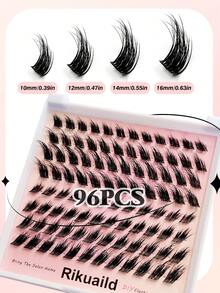 Rikuaild 96 Pcs Wet Lashes,Fox Eye Lashes,Natural Makeup Effect, Reusable,Create A Light, Elegant And Looming Spike Effect,For Beginners Easy To Use Salon-Quality Long-Lasting False Eyelash Extensions - D - View 4