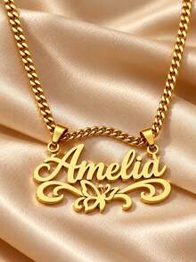 [ZzAi Custom]Personalized Custom Necklace, Daily Wear Necklace, 18K Gold Stainless Steel Custom Jewelry, Hot-Selling Custom Text, Name, Christmas Gift - Multicolor - View 11