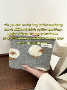 3pcs Lamb Wool Makeup Bag Cosmetic Storage Pouch Inner Lining Bag Red Portable Large Capacity Handbag - Multicolor - View 10