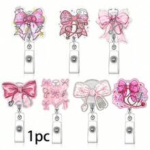 1pc Creative Stethoscope Bow Acrylic ID Badge Retractable Clip Doctor Nurse Badge Holder - Multicolor - View 10