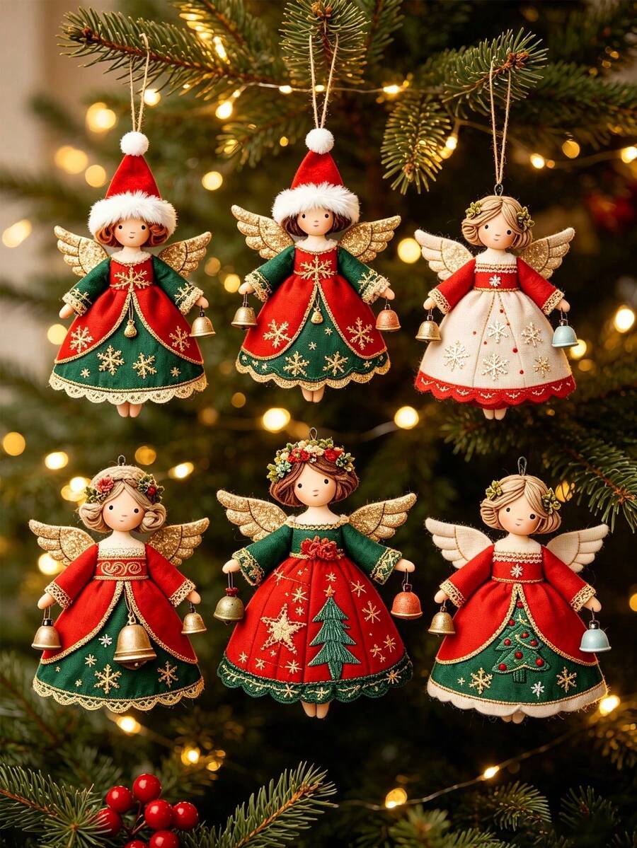 36/24/12/6/1pc Christmas Angel Hanging Ornaments, Multifunctional Santa Claus Decorations, Suitable For Christmas Tree, Window, Home Decor, Holiday Gift, Christmas Decoration