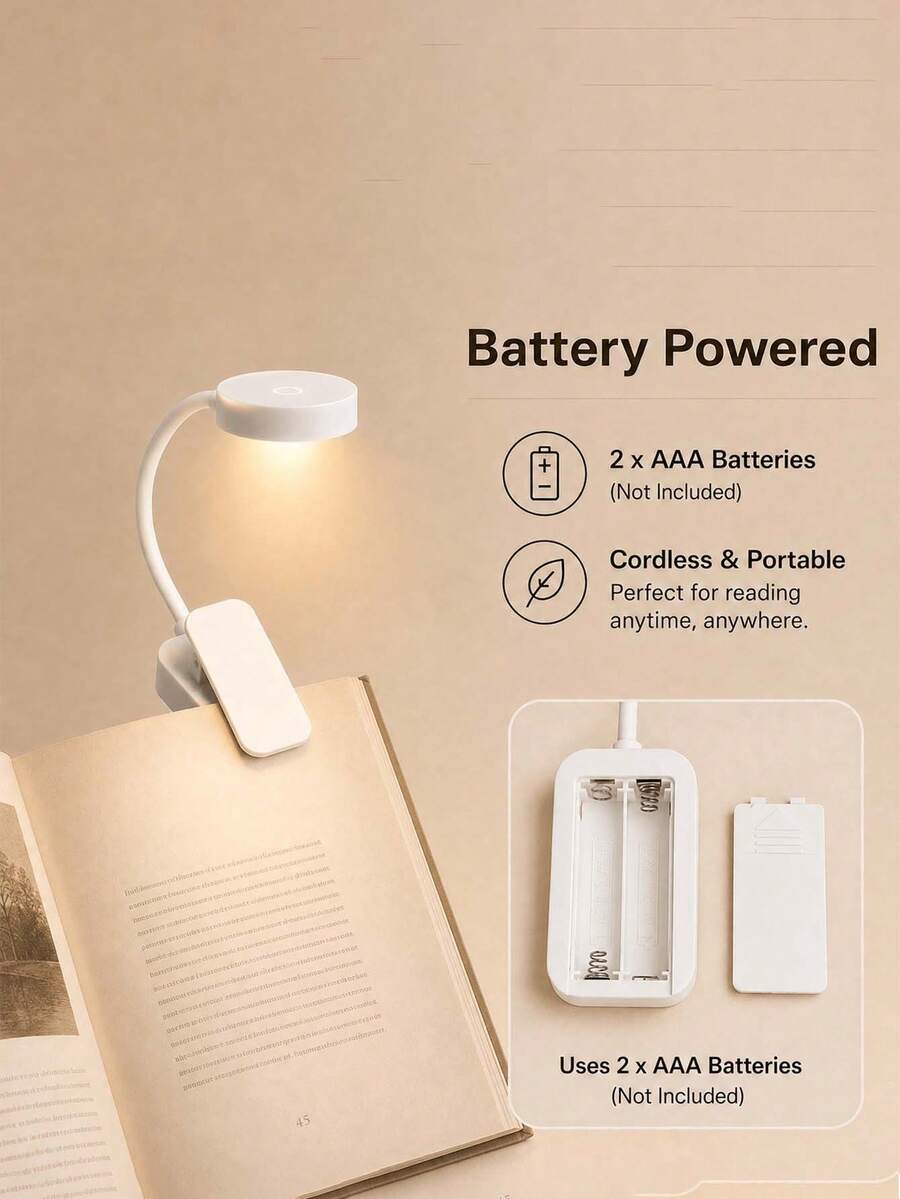 1pc Battery Powered Clip-On Reading Light, Book Clip Light, Clip-On ...