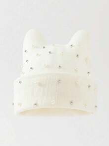 1pc Men's Y2K Rhinestone Cat Ear Knit Hat, Pearl Decor Hip Hop Beanie, Outdoor Warm Brimless Cap, Suitable For Street Outdoor Punk Hip Hop - Multicolor - View 16