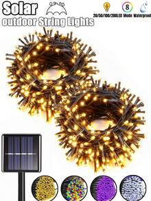 1pc 20/50/100/200LED Solar Lights, Outdoor Solar Christmas Lights, 8 Flashing Modes, IP65 Waterproof Fairy Lights, Suitable For Christmas Tree, Garden, Wedding, Camping, Halloween, Trees, Party, Autumn, House, Christmas Decoration - Solar Led String Light - View 3