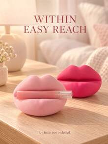 Cute Lips Shape Lipstick Holder, Aesthetic Makeup Organizer, Cosmetic Pen Storage Rack, Vanity Table Decor Gift For Makeup Lovers, Lip Product Not Included - Multicolor - View 2