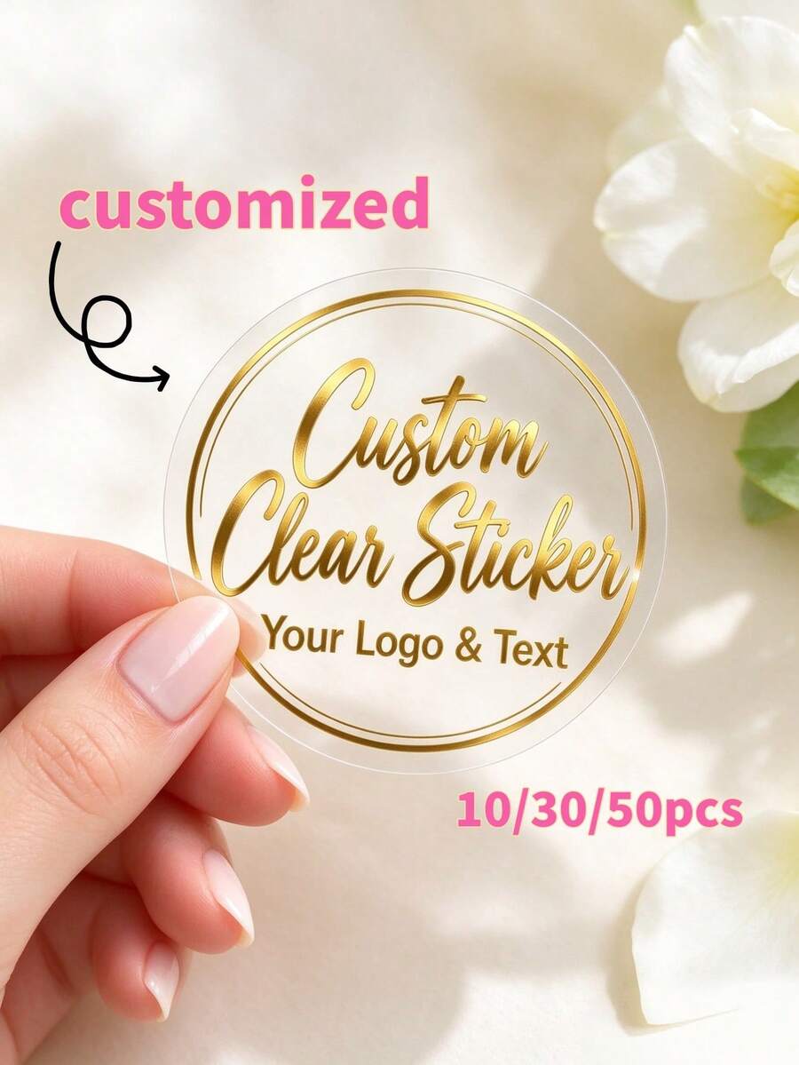 10/30/50pcs Customized Logo UV DTF Transparent Stickers, Personalized ...