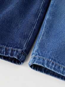 2pcs/Set Celana Jeans Longgar Kasual Gaya Jalanan untuk Bayi Laki-laki, Kain Lembut dan Nyaman, Cocok untuk Musim Gugur/Musim Dingin, Pakaian Sehari-hari yang Serbaguna - MultiWarna - View 4