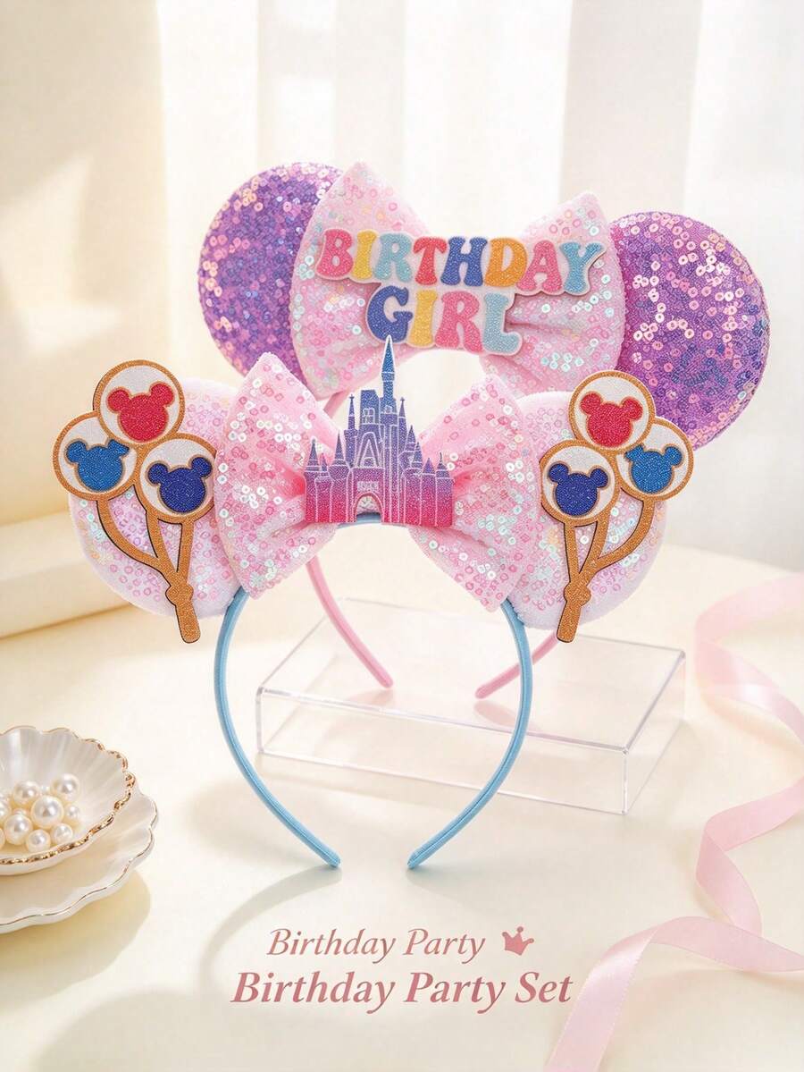 Disney Mickey Bow Hairband, High-End Sequin Hairband, Suitable For Birthday Hair Accessories Or Parties, Perfectly Matching Various Cartoon Styles - Multicolor - View 1