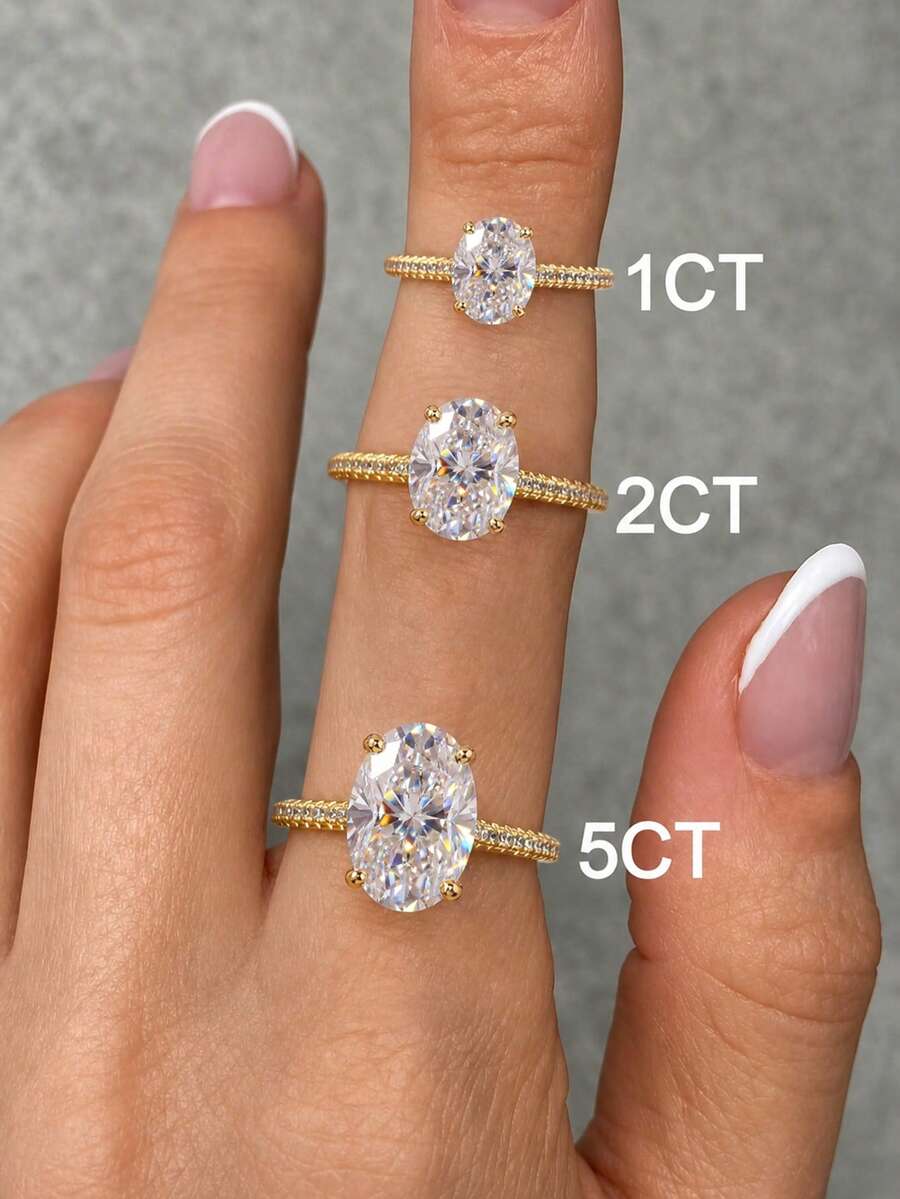 1pc Shiny Oval Engagement Ring/Wedding Ring, Women's Promise Ring/Eternity Ring, Exquisite Jewelry Gift