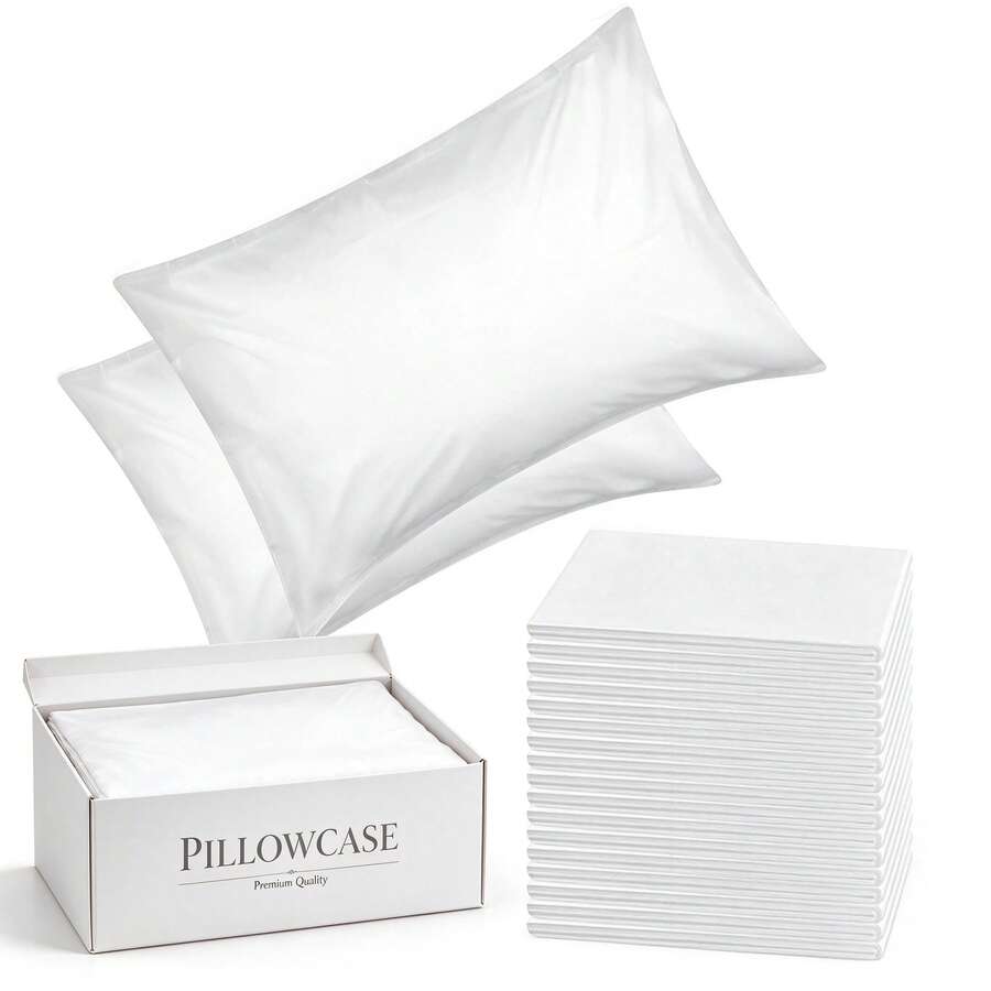 5pcs Disposable Pillow Cases Pillow Covers Bulk Pillow Sheets For Travel Hotels Single-Use Pillowcases, Non Woven Fabric - White - View 1