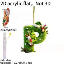 The Grinch 30PCS Flat Green Monster Letter Christmas Tree Decorations Hanging Ornaments Crafts - Multicolor - View 6