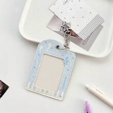 Music Note & Piano Key Pattern Photocard Holder With Star Shaped Keychain, Photo Card Sleeve For 3 Inch Collectible Cards - A - View 8