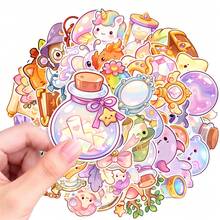 50pcs Magic Animal Stickers, Cute Wizard Stickers, Suitable For Planner Notebook Phone Case, Kawaii Fantasy Design, Waterproof, Perfect For Daily Aesthetic Decoration - Multicolor - View 2