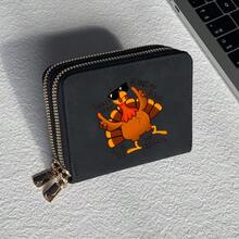 Thanksgiving Print Card Holder Lightweight Fashionable Wallet Suitable For Daily Use For Women Double Zipper Mini Wallet Purse Wallet Card Wallet - Multicolor - View 7