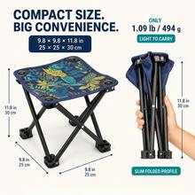 Adult Portable Folding Camping Stool, 1.09 Lbs Lightweight Compact Outdoor Chair, 11.8 Inch Small Stool, Suitable For Fishing, Gardening, Picnic And Activities - Multicolor - View 5