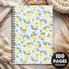 Lemon Warm Yellow Watercolor Spiral Notebook - "Fresh Start Every Day", Yellow Lemon Ribbon Green Tree Fresh Design, Smooth Writing Paper, A5 Perfect For Planning & Journaling, Ideal Gift For Friends - One Book (50 Pages, 100 Pages) - View 6