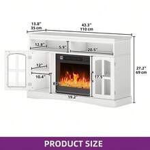 BALCONERA White Fire And Surround TV Unit With Built-In Electric Fireplace, Entertainment Console Fits Up To 50 Inch TV, Adjustable Flame Effect With Remote Control For Living Room - White - View 3