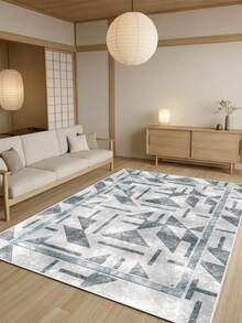 Digitally Printed Non-Slip Washable Runner And Area Rug Suitable For Living Room, Outdoor, Kitchen, Bedroom Carpet, Modern Design | Modern, Scandinavian, Bohemian And Classic Styles | 100% Polyester - Grey - View 1