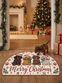 1 buah Keset Motif Anjing Dachshund Natal, Cocok untuk Dekorasi Dalam dan Luar Ruangan, Bahan Beludru, Dapat Dicuci dengan Mesin, Cocok untuk Ruang Tamu, Kamar Tidur, Kamar Mandi, Pintu Masuk, Area Hewan Peliharaan - Warna Kemerahan, Cocok untuk Lemari Rumah, Karpet Samping Tempat Tidur Pemilik Dachshund. - A - View 8