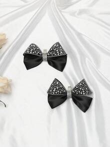 1 Pair Mesh Rhinestone Butterfly Flower Shoe Clips, Fashionable And Elegant Style, Suitable For High Heels And Flats, Exquisite Gift For Women And Girls - Black - View 7