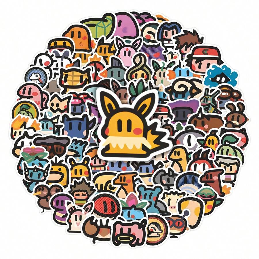 1set/100pcs Q-Version Cartoon Anime Character Sticker Set, Decorative Stickers, Simple Retro Style, Rich And Diverse Cartoon Images, Self-Adhesive Design Easy To Peel, Suitable For Luggage, Water Bottle, Notebook, Skateboard, Computer Case Decoration, Waterproof Wear-Resistant Fade-Resistant, Can Be Freely DIY Collaged, As Planner Decoration, Personal Item Beautification Accessories, Suitable For Enthusiasts Collection And Daily Decoration Use - Multicolor - View 1