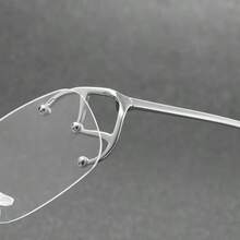 1 Pair Unisex Metal Rimless Hollow Square Y2K Fashion Non-Prescription Glasses, Designer Style, Suitable For Fashion Outfits, Party Gatherings, Computer Work, Daily Decorative Wear - Clear - View 3