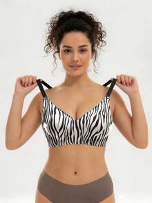 European & American Hot-Selling Seamless Bra For Women, Sexy Leopard Print Backless Push-Up Bra, Small Bust, Side-Boob Support, Wireless - White - View 4