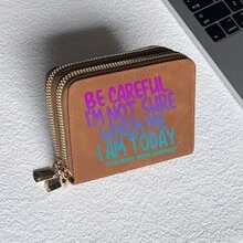 Funny Letters Print Card Holder Lightweight Fashionable Wallet Suitable For Daily Use For Women Double Zipper Mini Wallet Purse Wallet Card Wallet - Multicolor - View 8